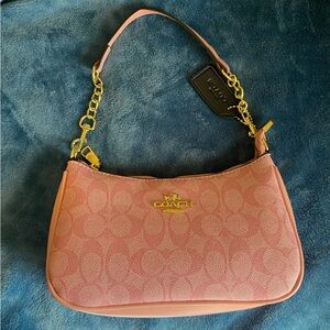 Coach Blush Pink Shoulder Bag with Gold Accents